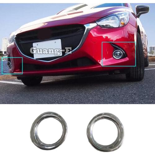 Car Styling body cover detector ABS Chrome front head fog Light Lamp Trim frame moulding For Mazda 2 Demio 2015 2016 2017 2018