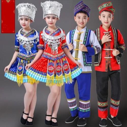 Minority Costumes Childrens Boys and Girls Tujia Dance Performance Costumes Dance Kids Costume Dance Jumpsuit