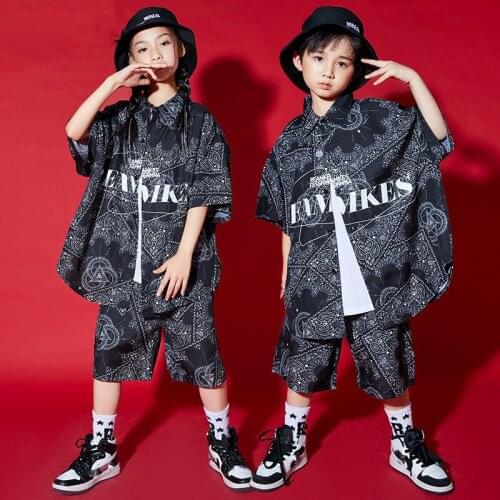 ChildrenS Hip-Hop Shirt Suit Summer Boys Hip Hop Clothes Girls Jazz Dance Costumes Ballroom Practice Dress Rave Clothes DQS7697