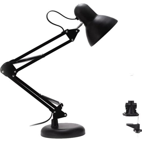 Dual usage vintage style led lamp eye protection bedside lamp holder long arm iron folding clip ( 220V lights, 3W or 9W)