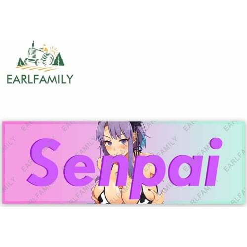 EARLFAMILY 13cm x 4.4cm for Senpai Sexy Girl Car Stickers Campervan Car Accessoires Decal Motorcycle Waterproof Windshield Decor