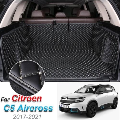 Custom Leather Car Trunk Mats For Citroen C5 Aircross 2017-2021 Rear Trunk Floor Mat Tray Carpet Cargo Liner Accessories