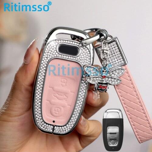 Leather Remote Smart Key Cover Fob Case Shell For Audi A1 A3 A4 A5 A6 A7 A8 Quattro Q3 Q5 Q7 2009 2010 2011 2012 2013 2014 2015