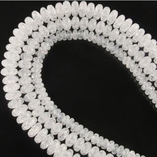6 8 10mm White Snow Cracked Crystal Beads Round Rondelle Loose Spacer Beads For Jewelry DIY Bracelet Accessories 15''Inches
