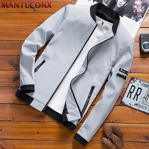 MANTLCONX Quality Bomber Baseball Jacket Solid Casual Jacket Men Spring Autumn Outerwear Coats Mens Jackets for Male Coats M-4XL