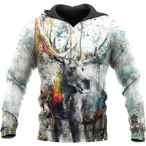 New mens and womens jackets and capes with zippers are all art 3d moose casual autumn fashion