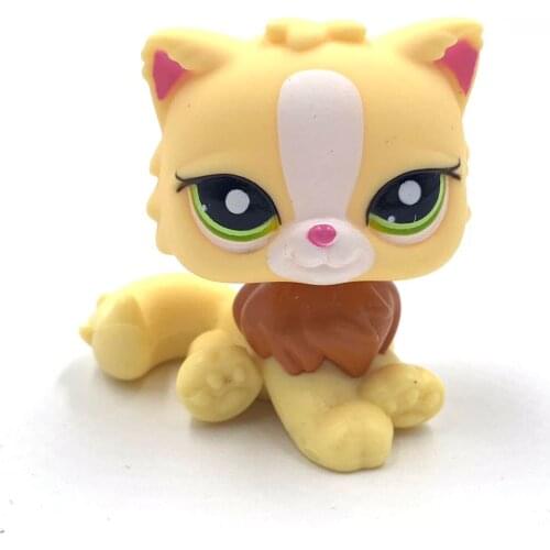 LPS CAT pet shop toys Original animal PERSIAN YELLOW cat cute kitty with green eyes lovely anime toys for kids