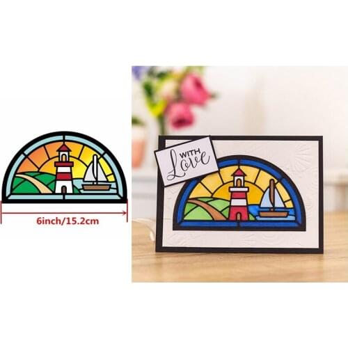 Lighthouse Sailing Sunset Scenery Sector Frame Metal Cutting Dies DIY Scrapbooking Decor Album Craft Paper Cards 2020 Hot Sale