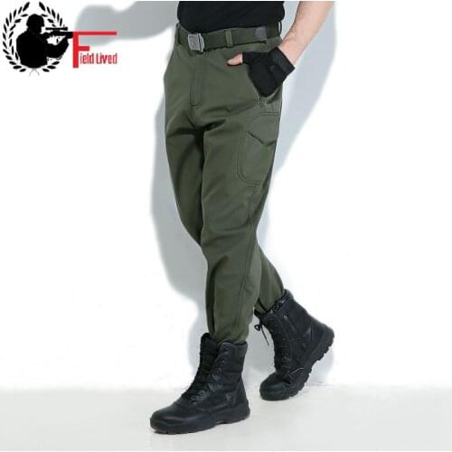 Men Winter Casual Pants Camouflage Skin Softshell Cargo Military Tactical Camo Jogger Male Waterproof Warm Fleece Combat Trouser