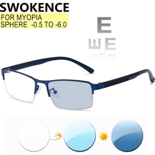 Nearsighted Prescription Glasses -0.5 TO -6.0 Women Men Alloy Frame Myopia Eyeglasses Anti Blue Ray Discolored Customizable F018