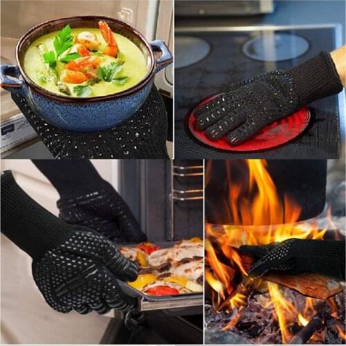 Hot BBQ Grilling Cooking Gloves Extreme Heat Resistant Oven Welding Gloves High Quality Kitchen Barbecue Glove 1PC
