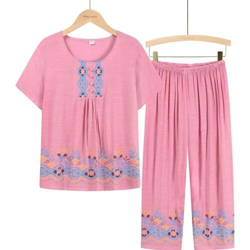 New Brief Fashion Pajamas For Sleep Soft Summer Trouser Suits For Ladies Pure Colorful Lounge Womens Home Clothes Large Size