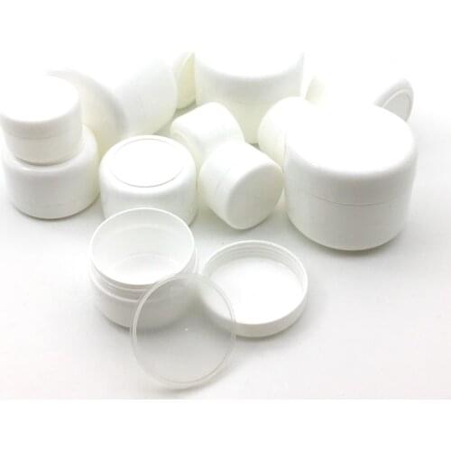 10Pcs Plastic Empty Makeup Jar Pot 10g/20g/30g/50g Refillable Sample bottles Travel Face Cream Lotion Cosmetic Container White