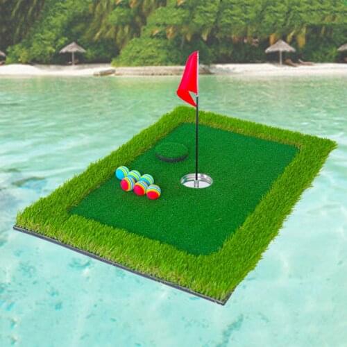Floating Green Golf Mat Water Pool Flag Driving Artificial Turf Pool Golf Game Set Floating Golf Green With Other Accessories