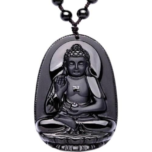 Natural Obsidian Zodiac pig dog natal Buddha Pendant
