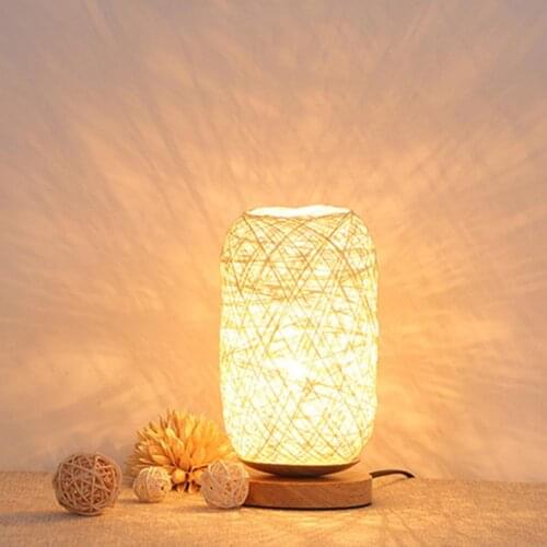 Sepak Takraw Reading Table Lamp LED Winding Wooden Night Light USB Solid Wood Base Desks Decor Lights for Room Bedsides Lighting