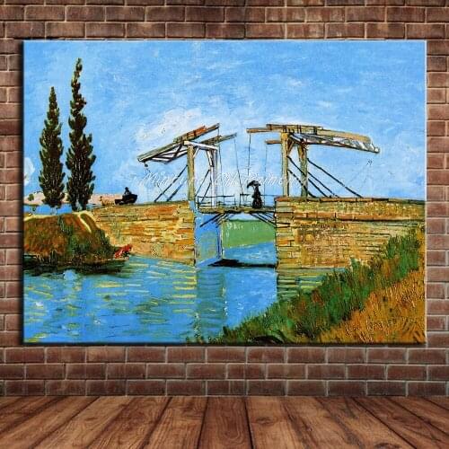 The Langlois Bridge At Arles With Women Washing Of Vincent Van Gogh Handmade Copy Famous Oil Painting On Canvas Wall Art Picture