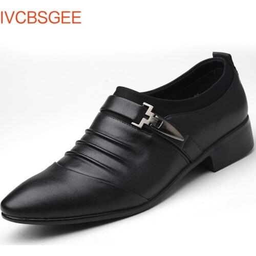 Men Dress Shoes Formal Shoes Lace-Up Men Business Oxford Shoes Brand Men Wedding Pointy Shoes Big Size 38-48