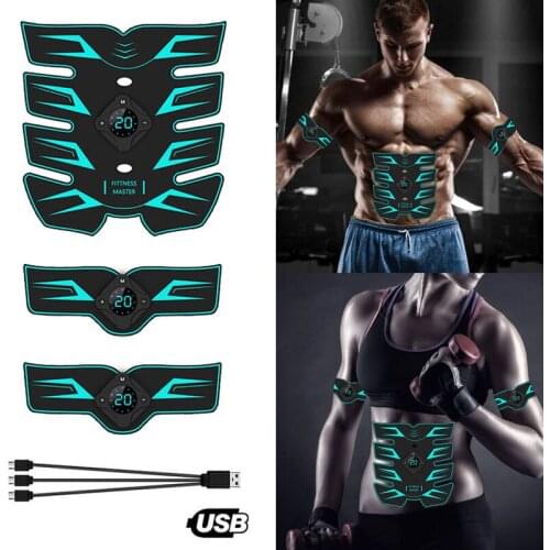 USB Recharge ABS Electric Trainer Wireless Abdominal Muscle Stimulator EMS Smart Fitness Training Massager Body Slimming Belt