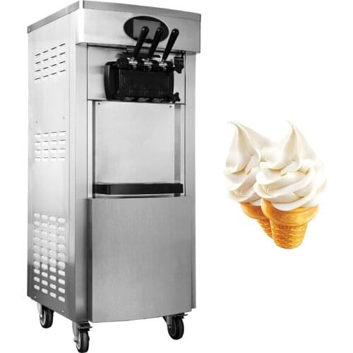 Vertical soft ice cream machine with 3 different flavors, suitable for commercial vertical ice cream machine