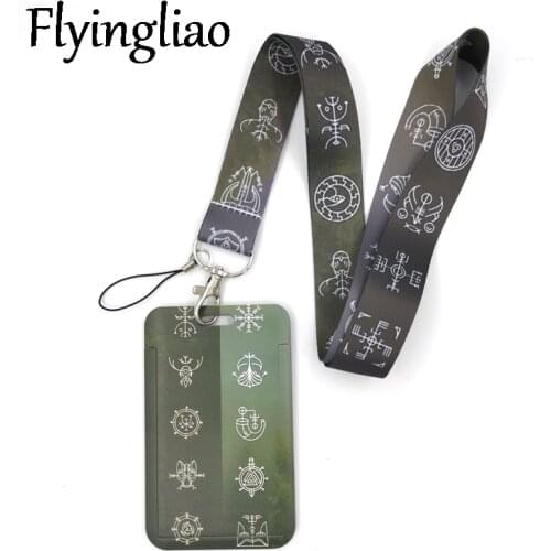 Vikings Runes Symbols Lanyard Credit Card ID Holder Bag Student Women Travel Card Cover Badge Car Keychain Gifts Accessories