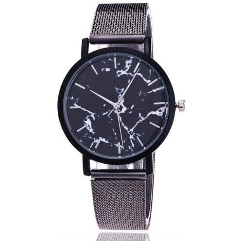 Brand Vogue Silver And Gold Mesh Band Creative Marble Wrist Watch Casual Women Quartz Watches Gift Relogio Feminino watch wome