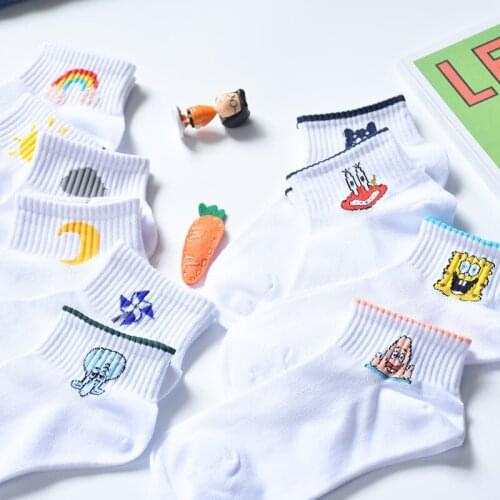 Korean womens style spring and summer cartoon womens socks fashion Harajuku style wild ankle socks Kawaii cotton socks