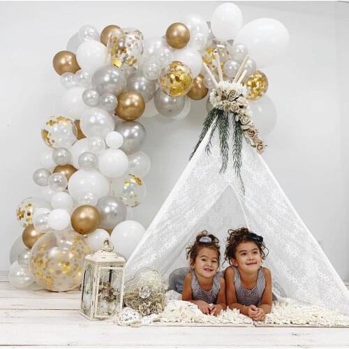 110pcs/set Latex Balloons Garland Arch Kit White Grey Gold Color Ballons Birthday Baby Shower Kids Birthday Party Decoration