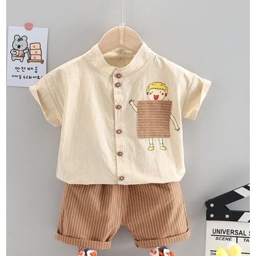 Summer Baby Clothes Suit Boys Cartoon Simple comfortable Shirt Denim Shorts 2Pcs Outfits Fashion Toddler Casual Tracksuits Suits