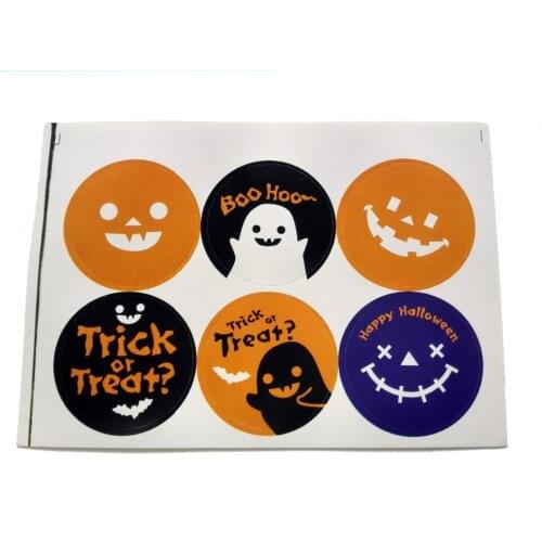 240 pcs/lot 3.8 cm HAPPY HALLOWEEN PUMPKIN MASK trick or treat Self-adhesive paper sticker for happy decoration, Item No. FE17