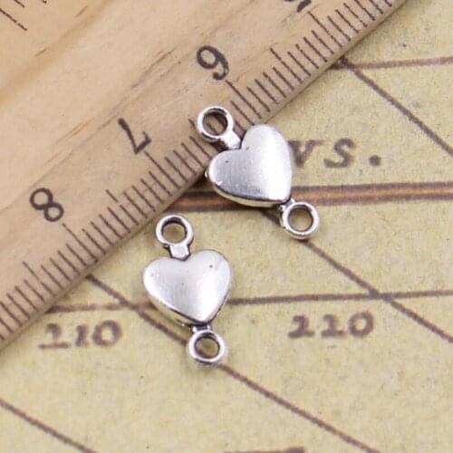 40pcs Charms Heart Link Connector 15x7mm Tibetan Pendants Making Findings Handmade Antique Jewelry DIY For Necklace