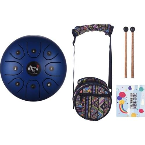 5.5 Inch Mini 8-Tone Steel Tongue Drum C Key Percussion Instrument Hand Pan Drum with Drum Mallets Carry Bag