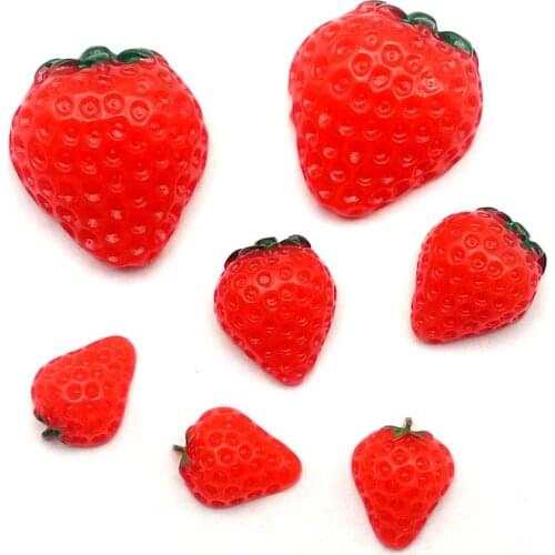 50pcs/Lot Multi Sizes Strawberry Resin Flatback Red Fruits Flat Back DIY Hair Bow Center Scrapbooking Phone Case Decorations