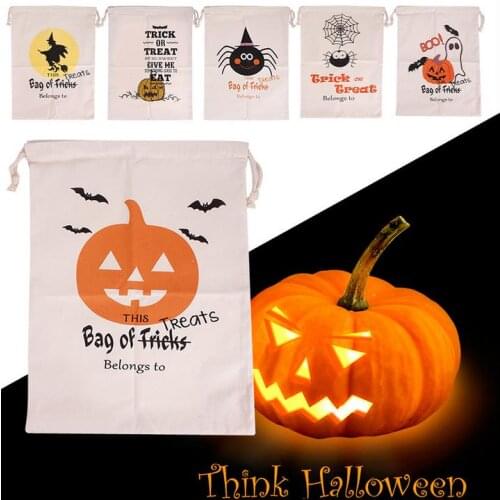 50pcs per lot 100% Cotton Canvas Hand Bag Halloween Sack Halloween Gifts Bags Candy Bags 6 Styles Halloween Sack For Children