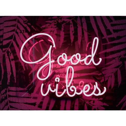 14“ Good Vibes Acrylic Custom Neon Light Lamp Sign Beer Bar Handmade Real Glass Decorate Home Wall Room Windows Tube Artwork