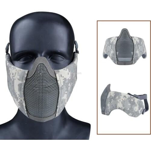 Army Shooting Protective Mask Breathable Steel Mesh Airsoft Paintball CS Mask Military Tactical Half Face Ear Protection Masks