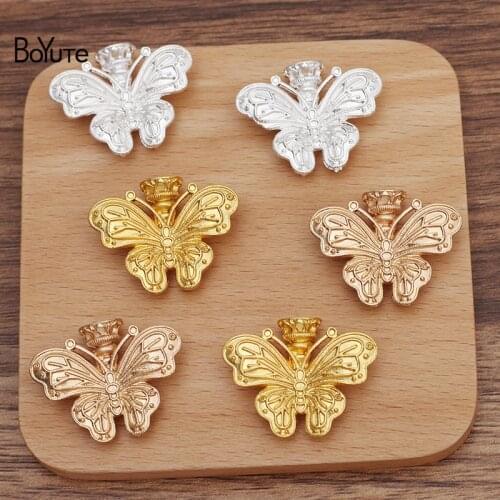 BoYuTe (20 Pieces/Lot) 33*27MM Metal Alloy Butterfly with 4 Loops On The Back Factory Supply DIY Jewelry Accessories Materials