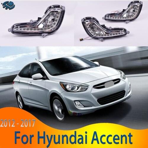 2 pcs Daytime LED Driving Light For Hyundai Accent 2012 - 2017 DRL 6000K Fog Lights White Day Light