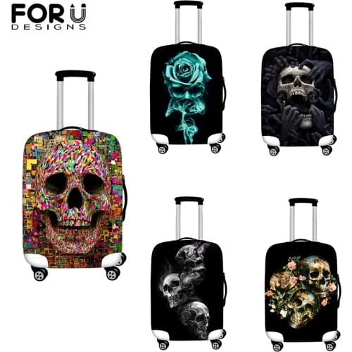 FORUDESIGNS Travel Luggage Protective Cover Gothic Skull Floral Print Dustproof Suitcase Cover Elastic Travel Accessories