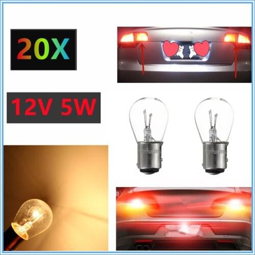20pcs 380 BAY15D 1157 21/5W Natural White Glass Double Filament Warm White Car DRL Stop Brake Lights Halogen Bulb DC 12V