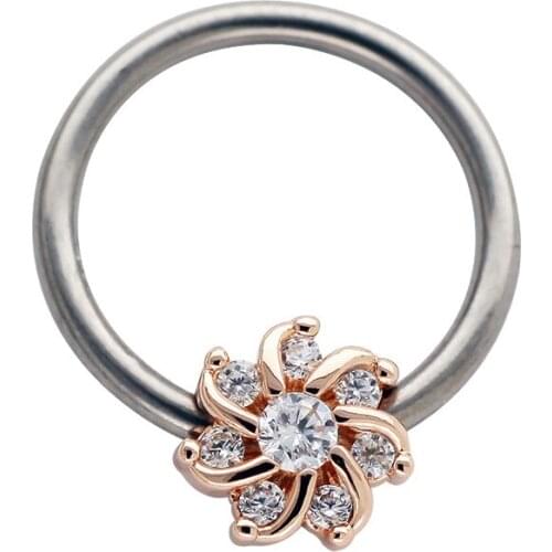 JHJT MUSI Sexy Women 16G Nose Hoop Ring G23 Titanium Flower Shape Segment Ear Septum Cartilage Nostril Body Piercing Jewelry