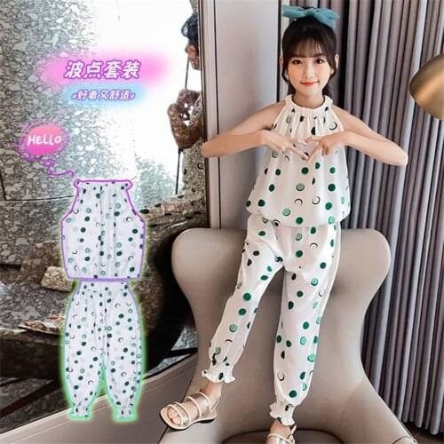 Summer Teen Girls Clothing Set 2021 Children sleeveless Tops Pants 2Pcs Kids Outfits Girl Clothes For 4 8 12 Years