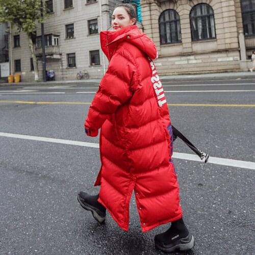 Fashion winter letters printed down cotton jackets female oversized hooded parkas bread style fluffy warm cotton coats F2218