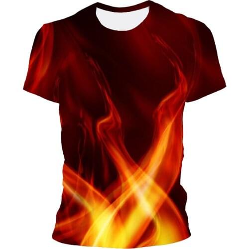 Mens and womens 3D printed T-shirt, flame pattern T-shirt, short sleeve 3D T-shirt, fashion fun T-shirt, new summer 2021