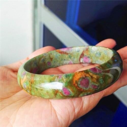 Genuine Natural Ruby Zoisite Gemstone Woman Lady Fashion Crystal Bangle Bracelet Inner Diameter 60mm