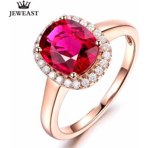 ML Natural Red tourmaline 18K Pure Gold 2020 New Hot Selling Top Ring Women Heart Shape Ring For Ladies Woman Genuine Jewelry
