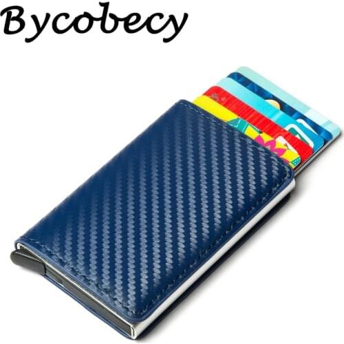 2020 New Mens Credit Card Holder Carbon Fiber RFID Blocking Leather Bank Card Wallet womens wallet thinr Case Protection Purse