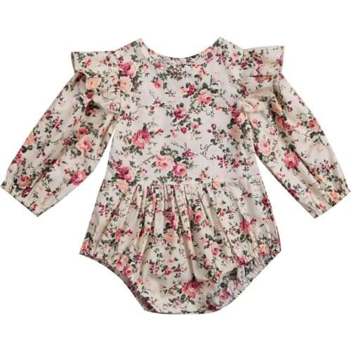 0-18M Newborn Baby Girls Clothes Summer Floral Bodysuit Infant Flying Sleeve Sunsuit Cute Toddler Outfits meisjes jurk