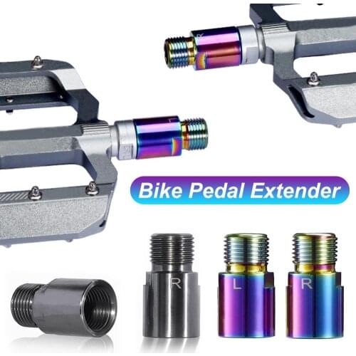 One Pair Steel Titanium MTB Bike Pedal Extenders Bicycle Pedal Spacers Mountain Road Bike 9/16 Inch Pedal Adapters Spacers
