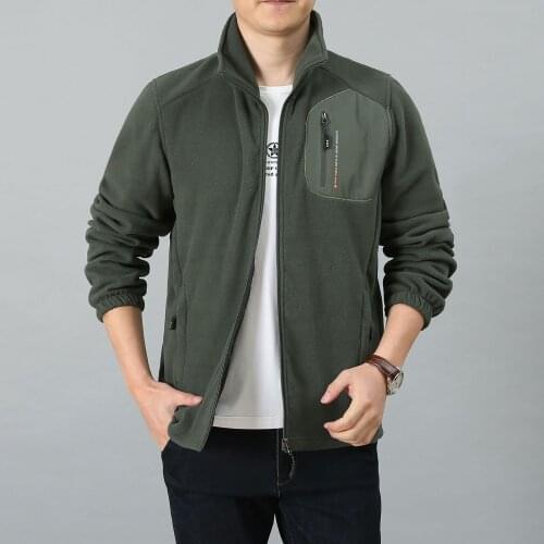 Hunting Fleece Jackets for Men 100%Polyester Breathable Soft Mens Coats Hiking Fishing Outdoor Jackets Army Green Black Clothes